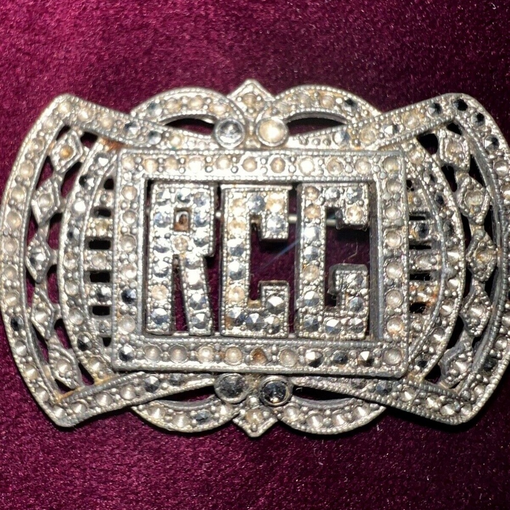 Vintage Art Deco Marcasite Brooch Pin Monogram Initials RCG or any combo